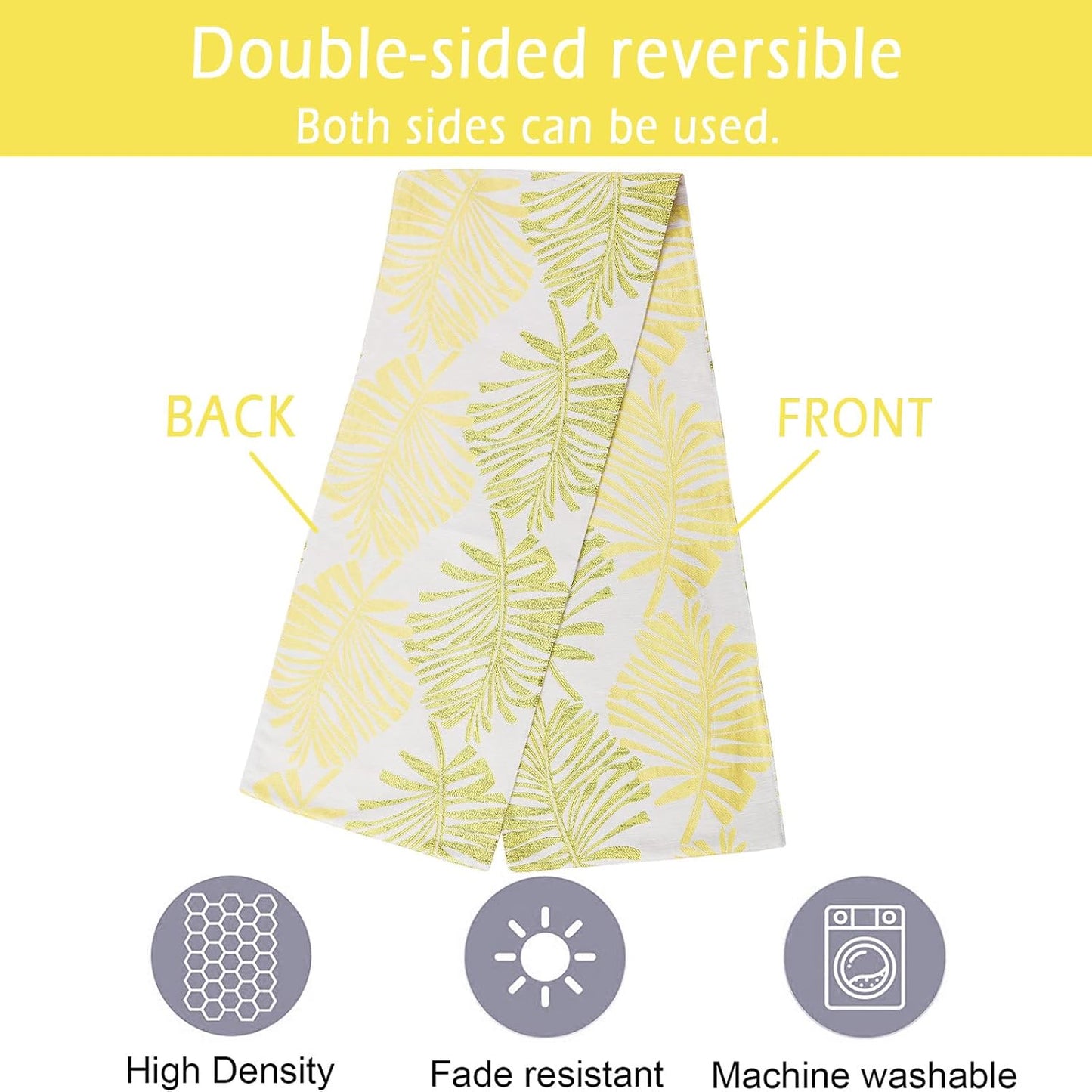Camino mesa poliéster reversible 12x70pulg amarillo