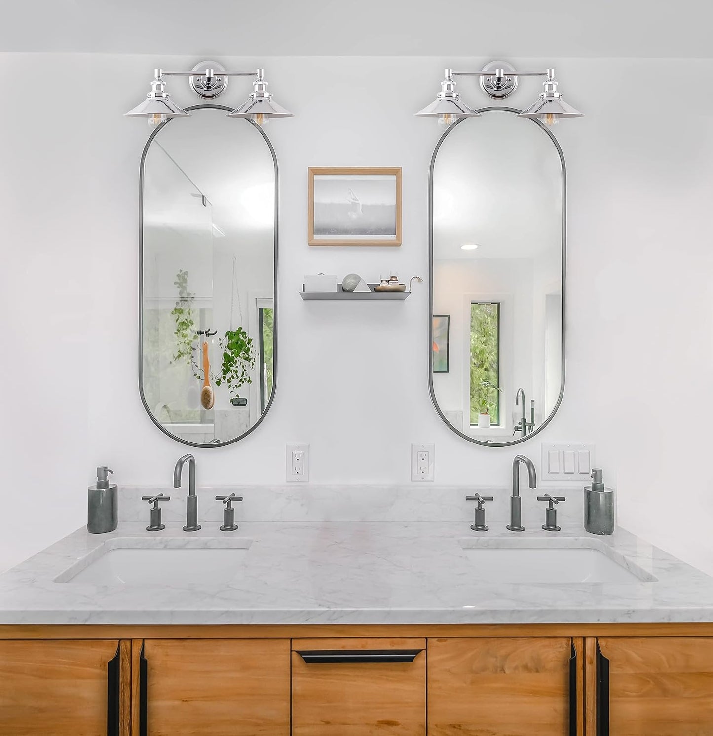 Lámpara baño 2 luces cromo pulido con bombilla