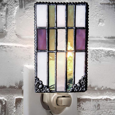Luz nocturna vitral vidrio vintage enchufable dormitorio