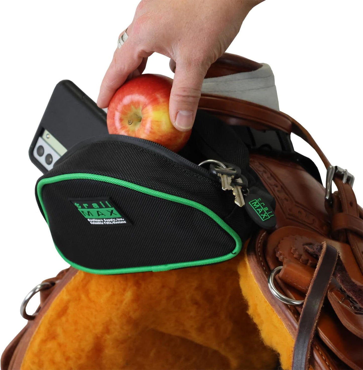 Bolsa sillín con pompa para caballo y teléfono