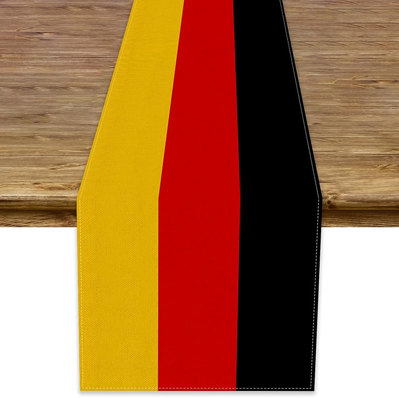 Camino mesa lino bandera alemana decoración oktoberfest 13x72pulg