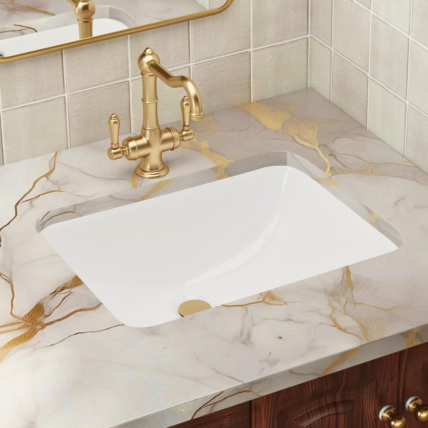 Fregadero baño rectangular 18x14pulg cerámica blanca