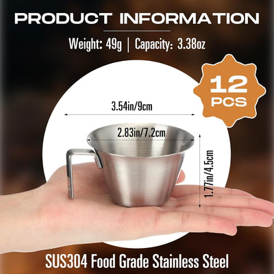12 Tazas Acero Inox Café 3.4oz con Boquilla y Manija