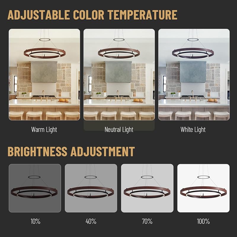 Candelabro LED regulable anillo colgante negro contemporáneo