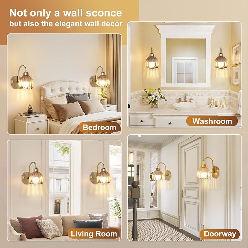2 Apliques Pared LED 15 Colores Dorado Recargable