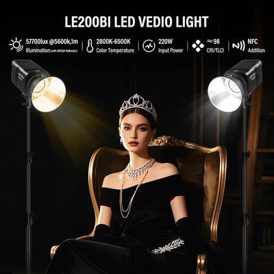 Luz LED estudio CRI 98 57700 Lux 220W Bowens APP DMX