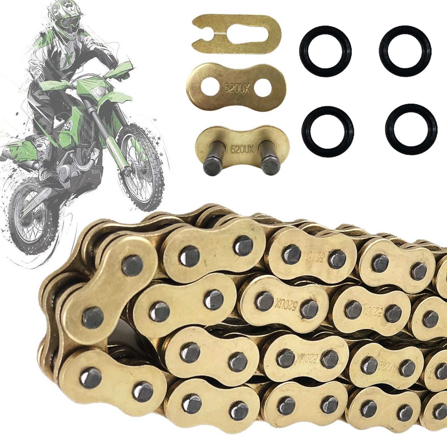 Cadena X-Ring 520 Dorada Servicio Pesado Motocicleta