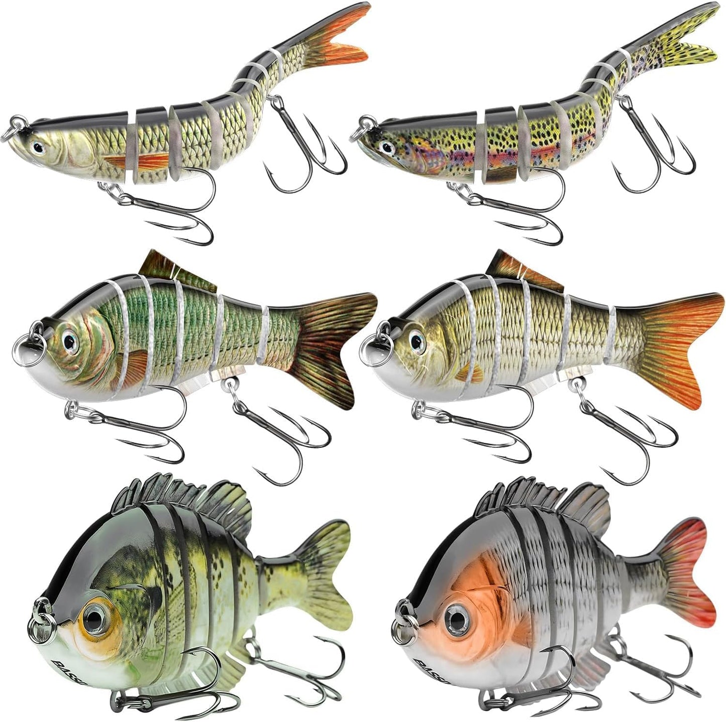 6 Señuelos Pesca Agua Dulce y Salada Cebo Articulado Realista
