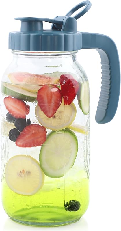 Jarra Mason 64oz boca ancha con tapa abatible hermética