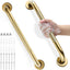 Barra apoyo baño acero inox antiderrap 16" 2 Pzas dorado