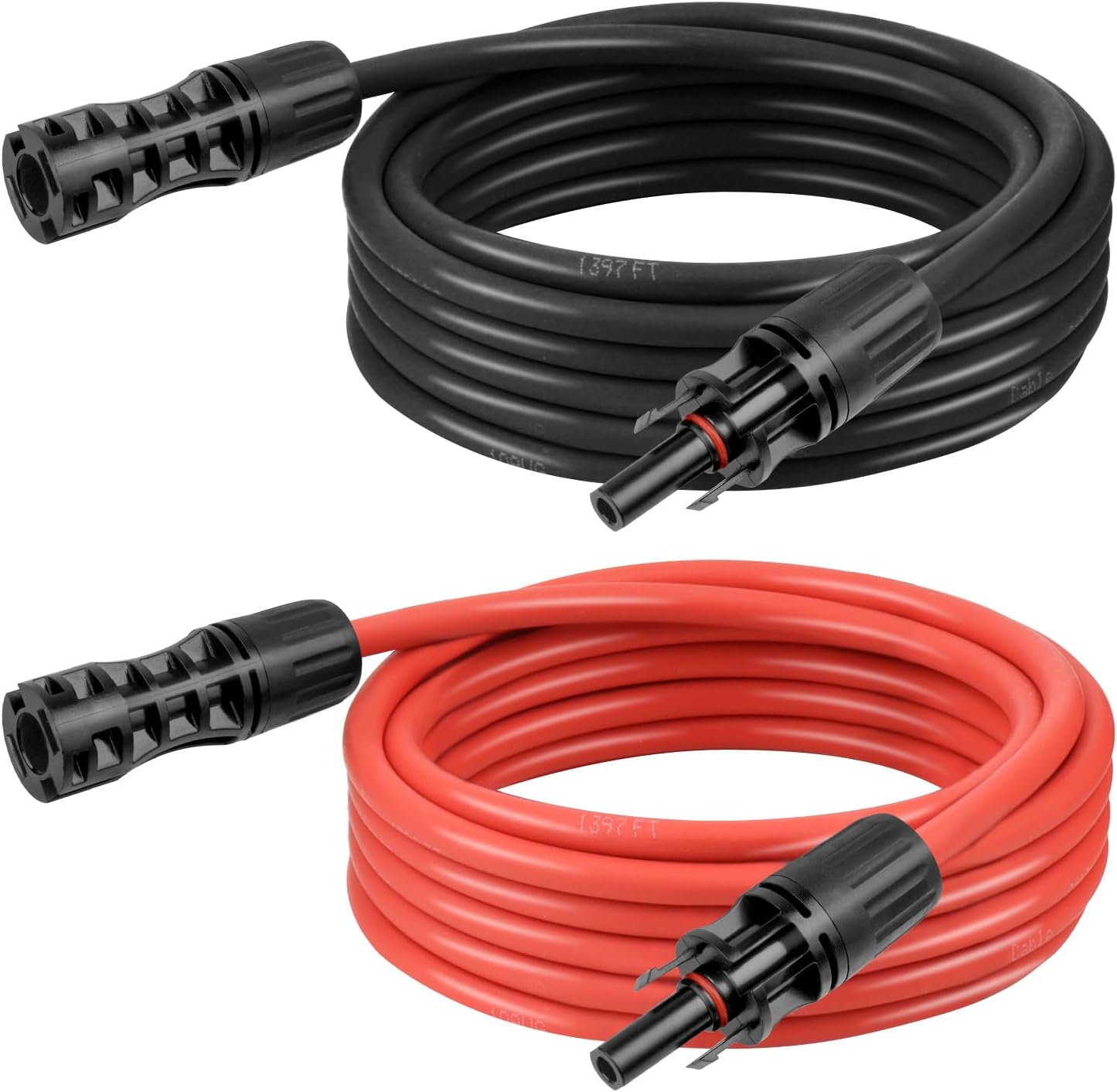 Cable extensión solar 10ft cobre estañado negro rojo