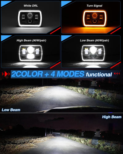 Faros LED Haz Alto/Bajo 5x7" Rectangular Comp Wrangler YJ XJ