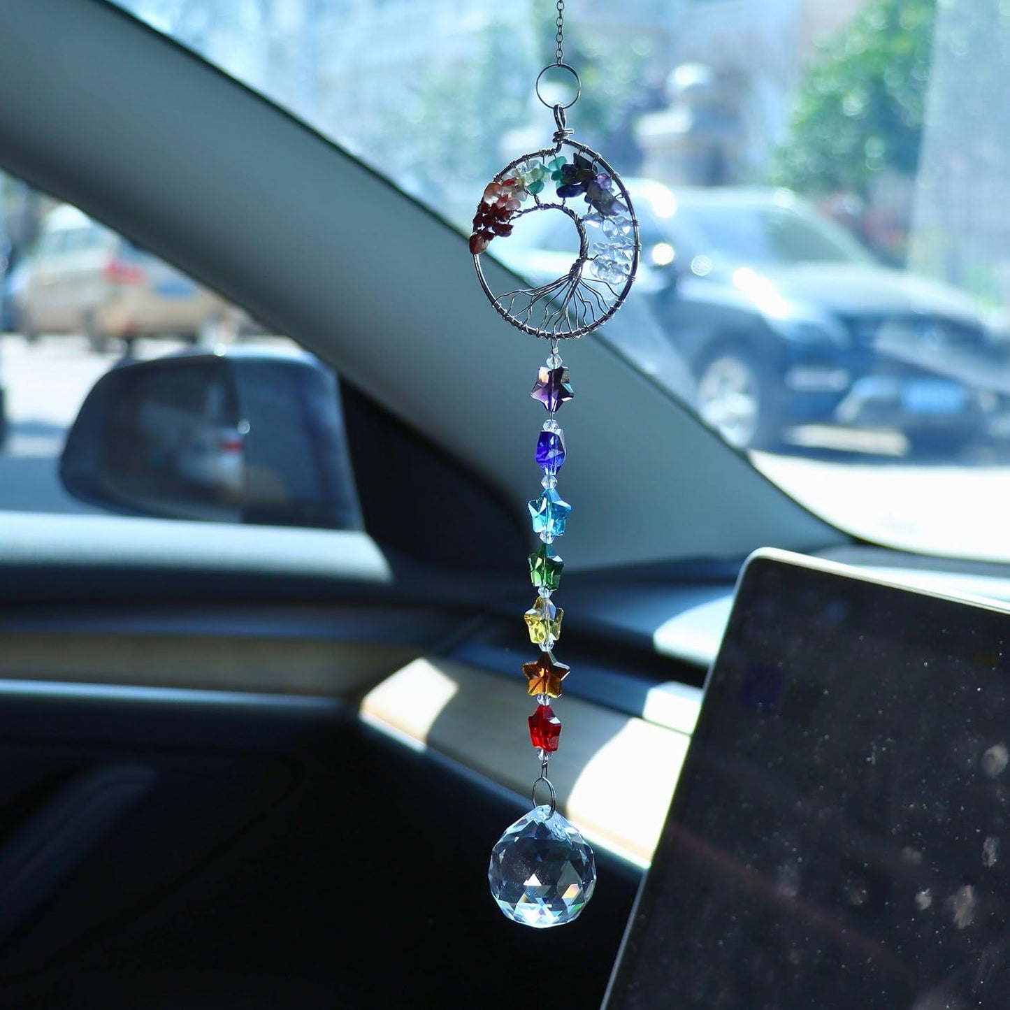 Accesorios colgantes cristal Árbol Vida para espejo
