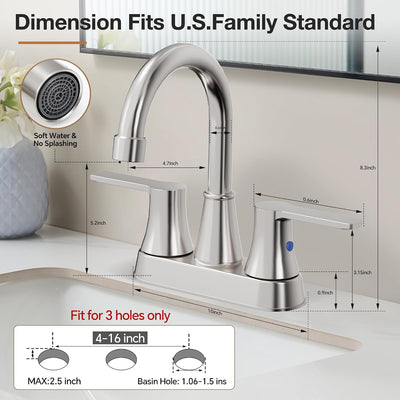 Grifos baño 3 agujeros 4pulg negro mate 2manijas