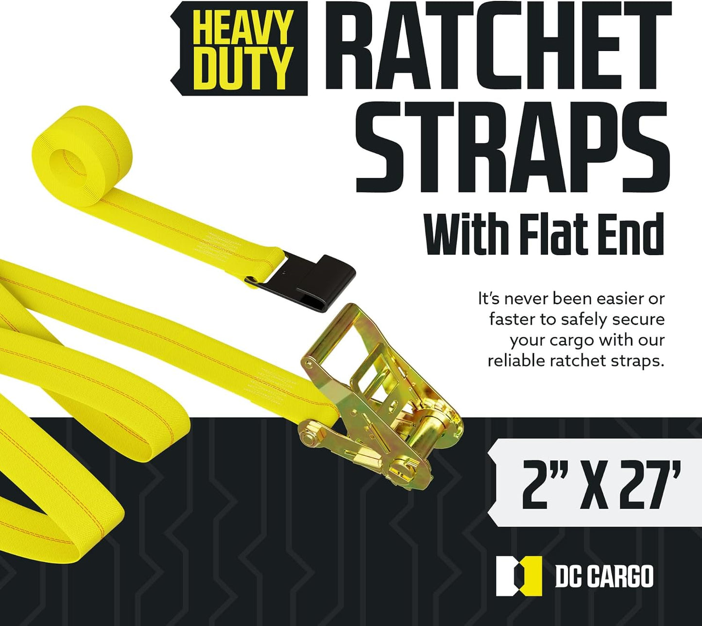 Correas trinquete 2" x27pies con gancho plano set 4