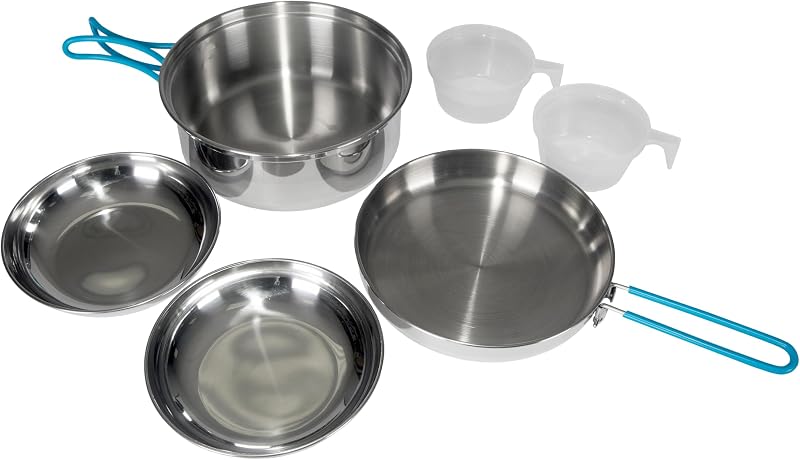 Juego utensilios cocina acero inox olla sartén compacta