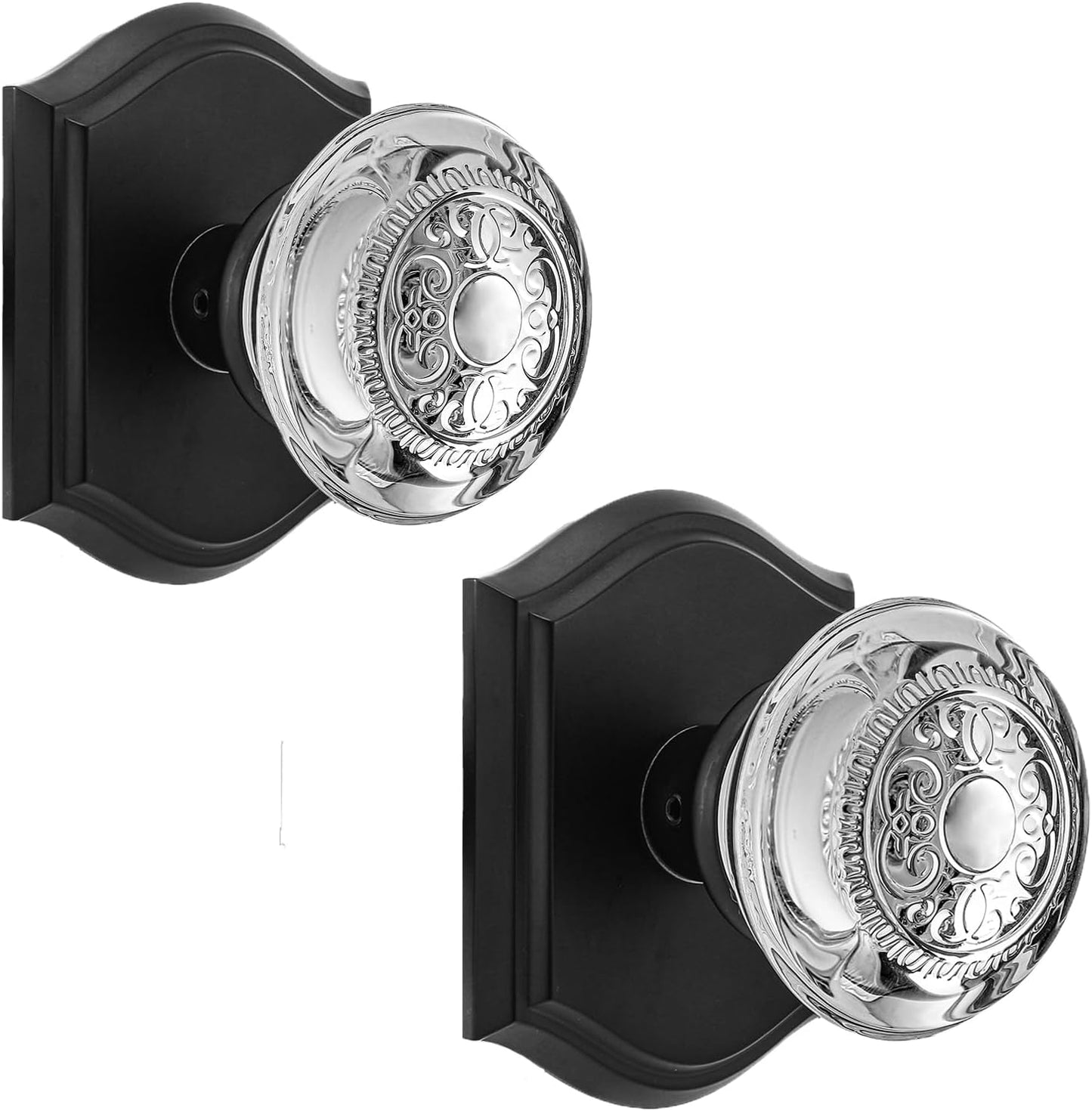 2 Pomas puerta cristal falso un solo lado negro mate