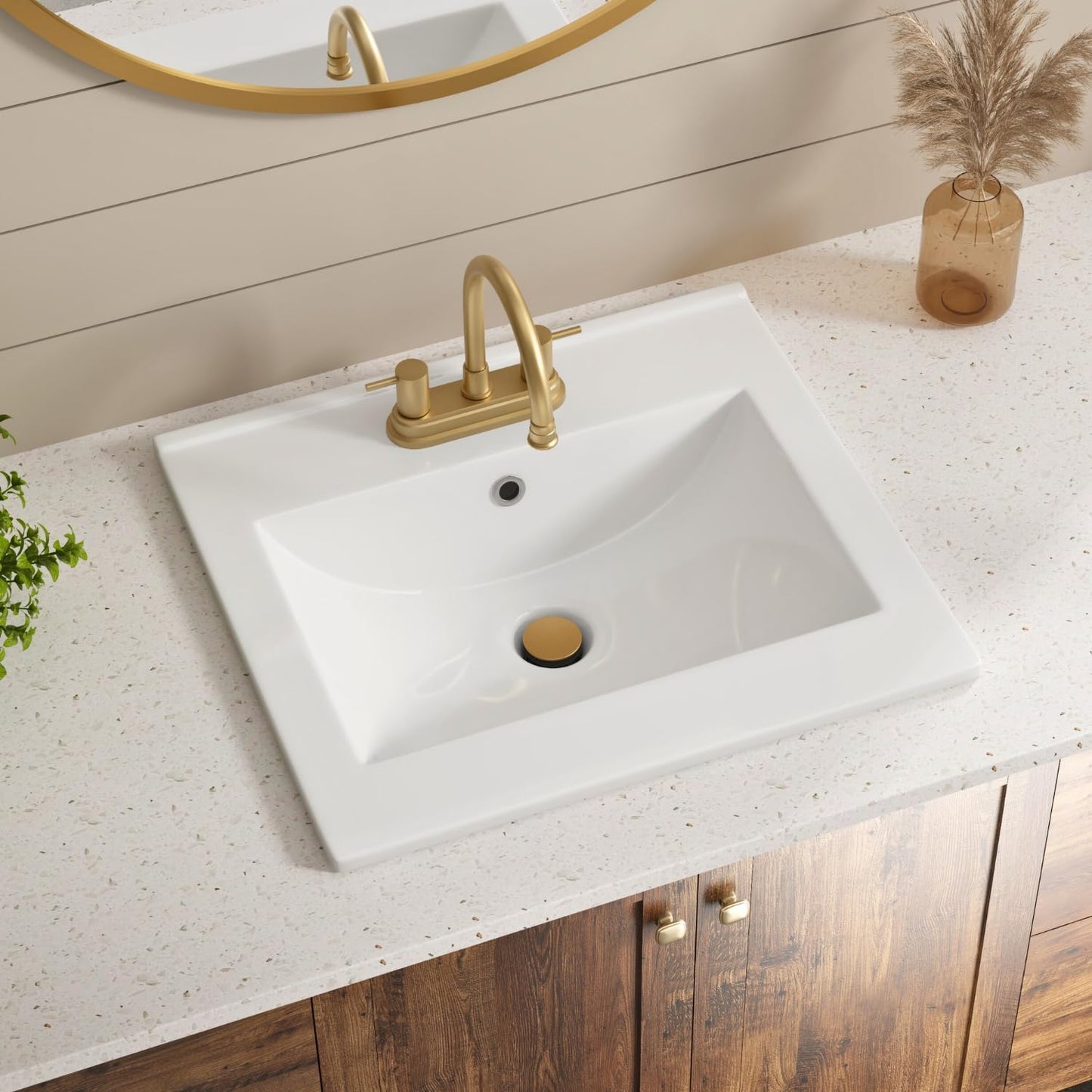 Lavabo baño rectangular cerámica blanca 20x18pulg