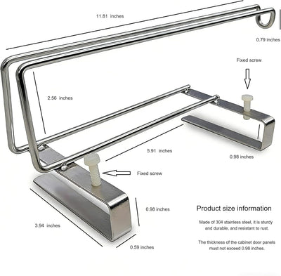 Soporte rollo toallas cocina sin taladro acero inox