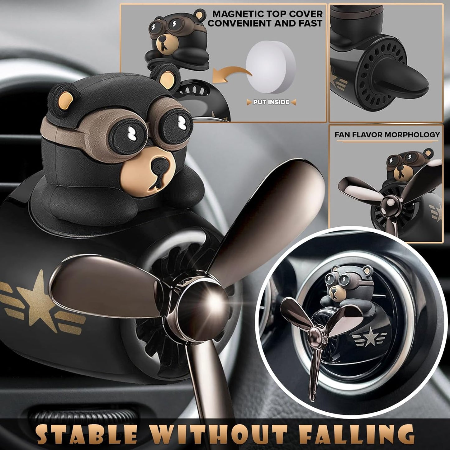Clip ventilación coche Bear Pilot hélice 2.1x2.5pulg