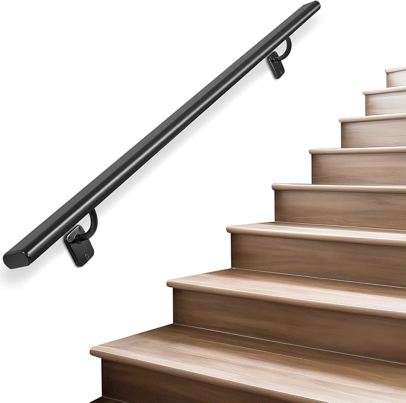 Barandilla escalera tubo negro metal interior exterior