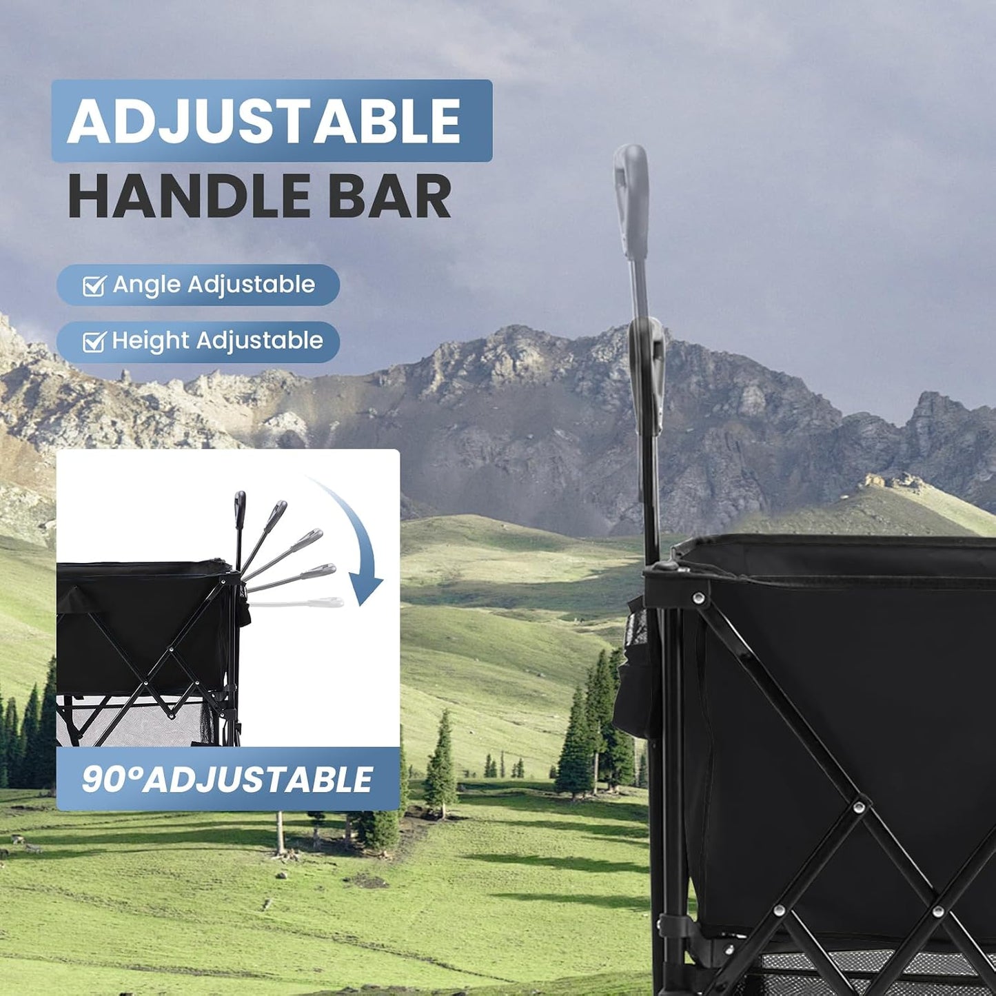Carro plegable 2 pisos ruedas grandes para comestibles