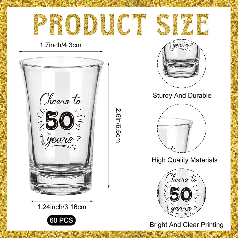 60 Vasos Chupito Acrílicos Reutilizables 50 Años Fiesta