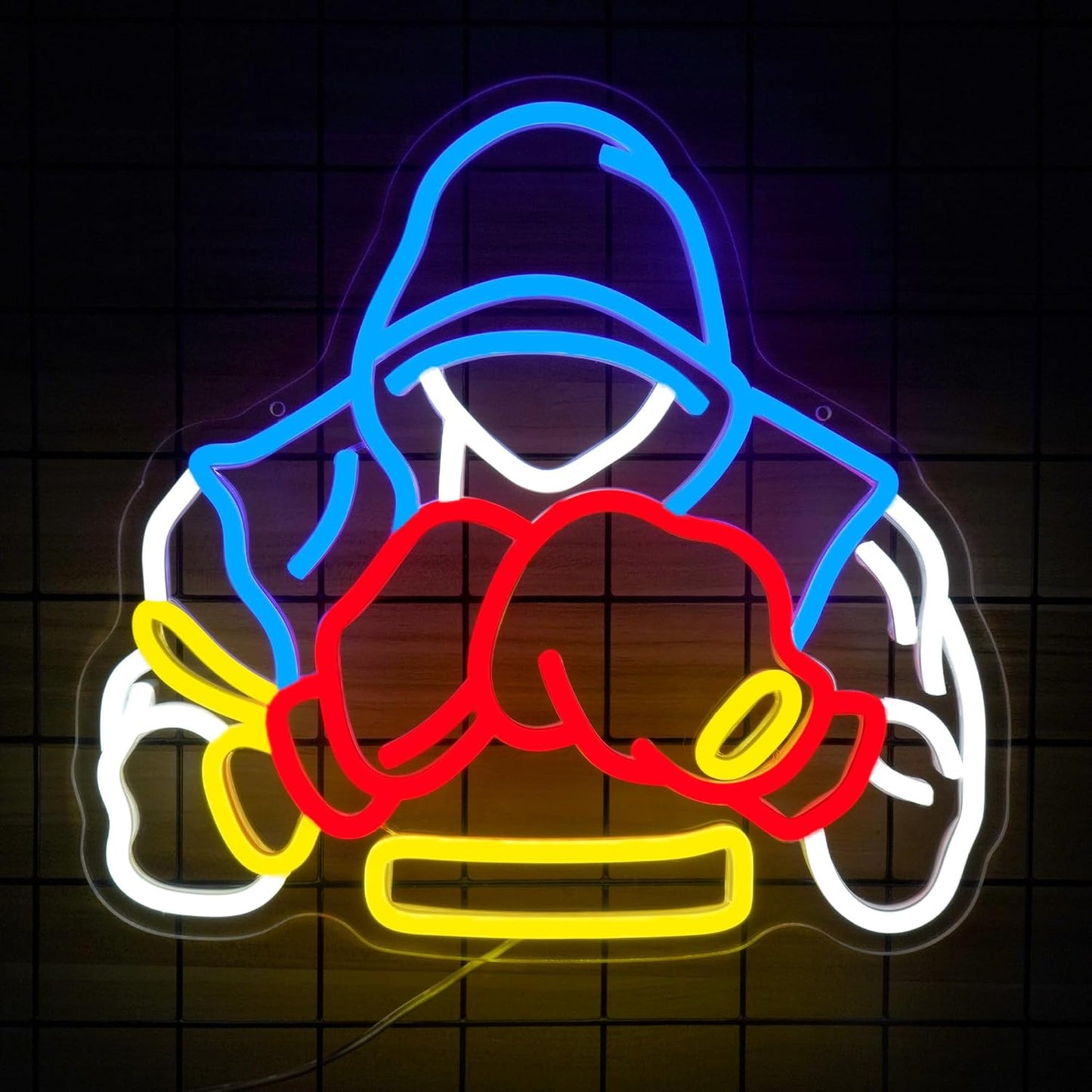 Letrero neón boxeador luz LED regulable gimnasio