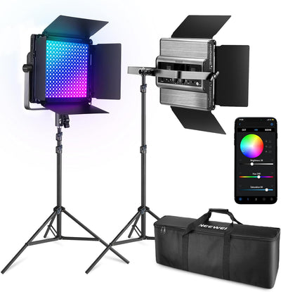 Kit 2 Luces LED RGB1200 60W con App 2.4G Soporte Trípode