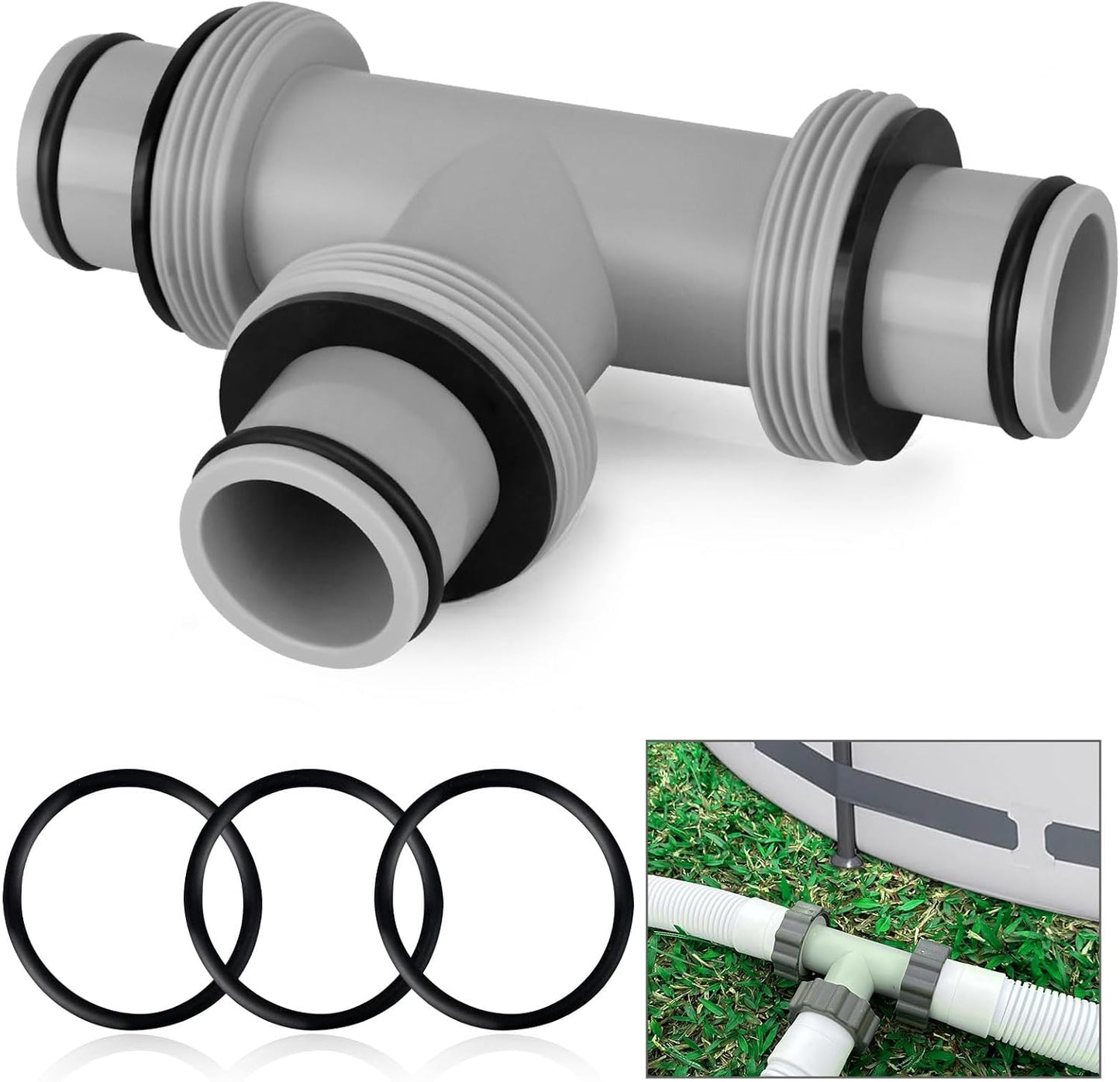Conector manguera piscina T 1.5ft 3 interfaces