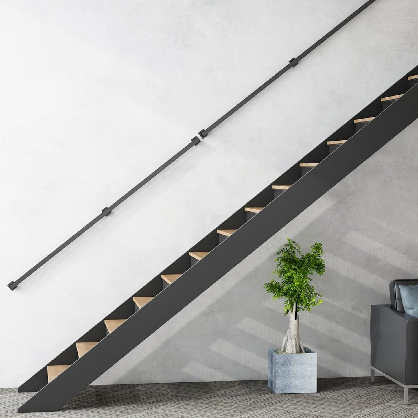 Barandilla escalera interior hierro negro capacidad carga