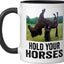 Taza Cerámica Humor Caballo Negro/Blanco