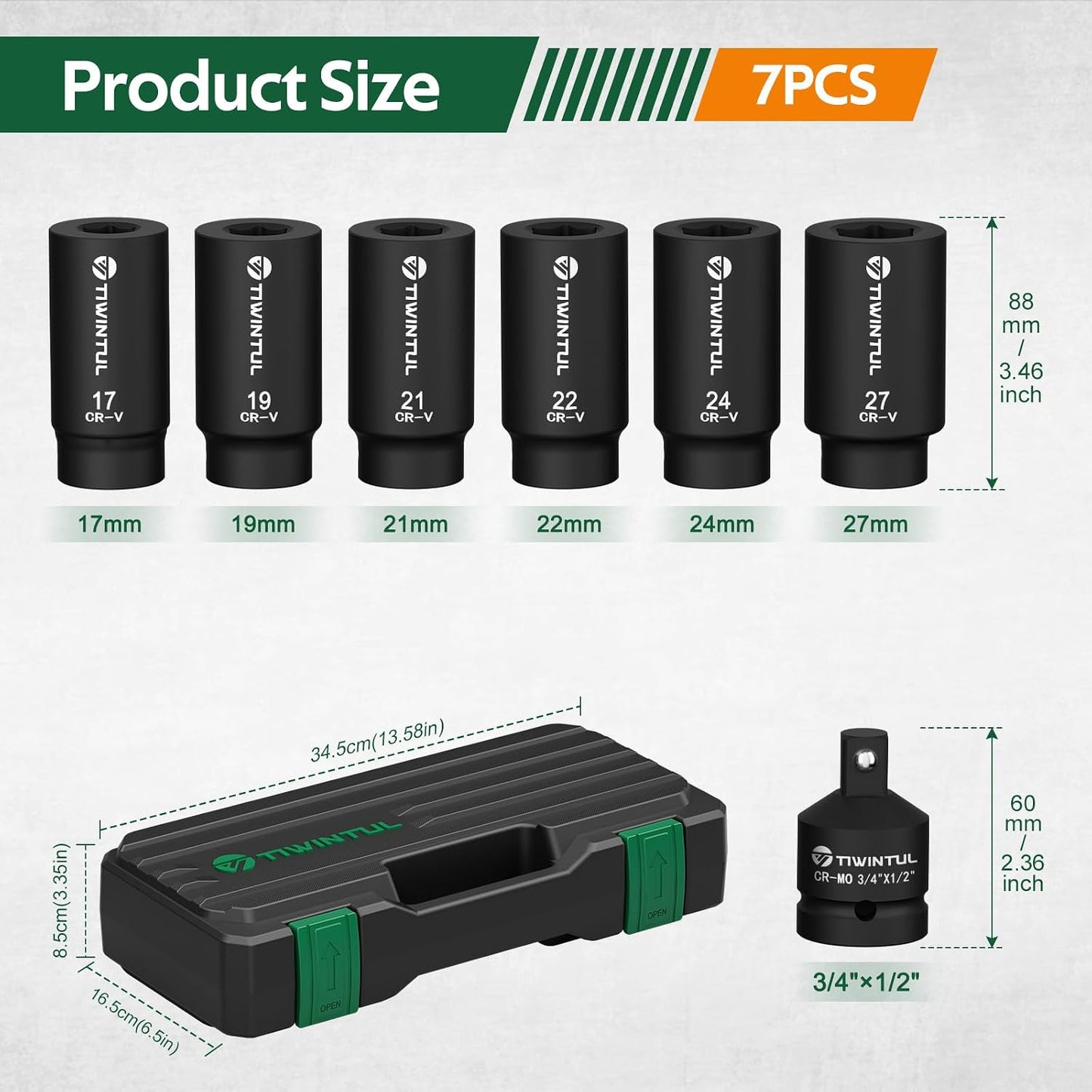 Set 7 Pzas Llaves 1/2pulg 17-27mm