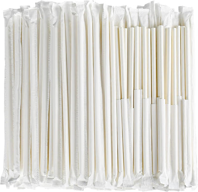 1000 Pajitas Papel Blanco Envueltas 7.75x0.24pulg