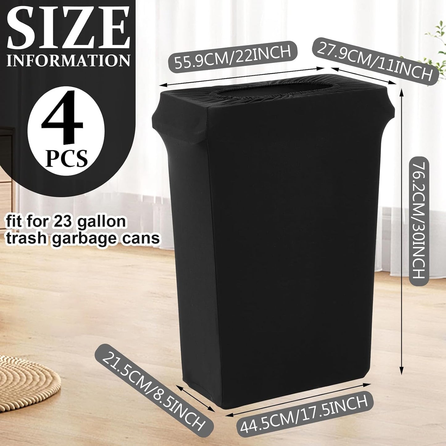 4 Pzas Bolsas Elastano 23gal para Basurero Negro