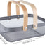 Cesta acero malla mango madera para cocina jardín