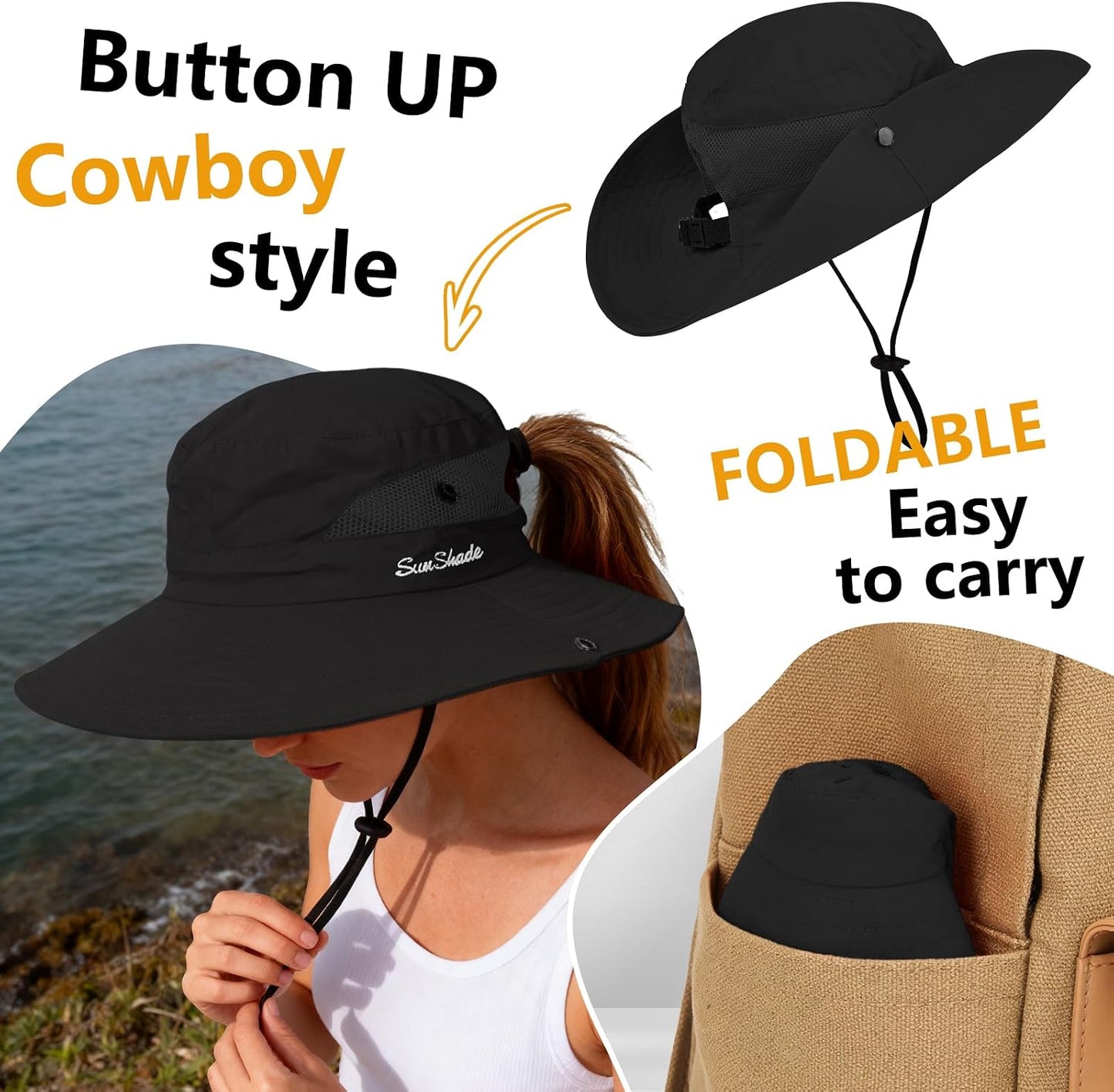 Sombrero safari mujer ala ancha UV plegable playa verano