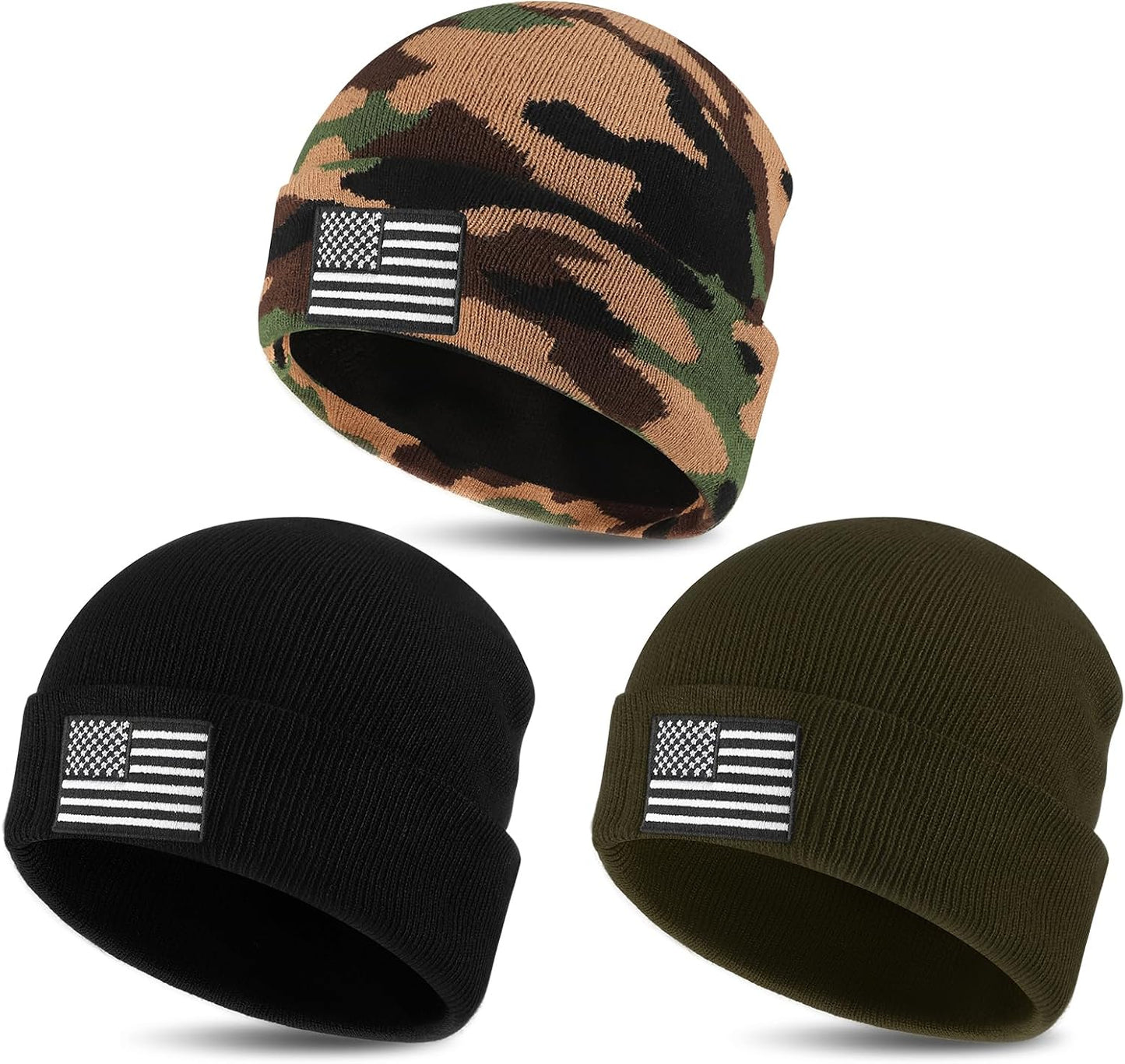 Gorro calavera bandera USA invierno acrílico senderismo