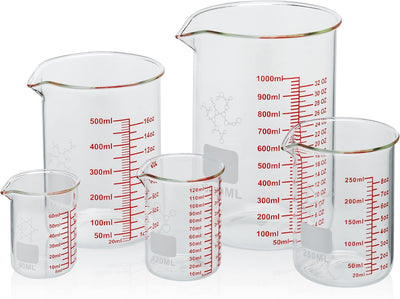Juego tazas medidoras vidrio borosilicato 2-32oz cocina
