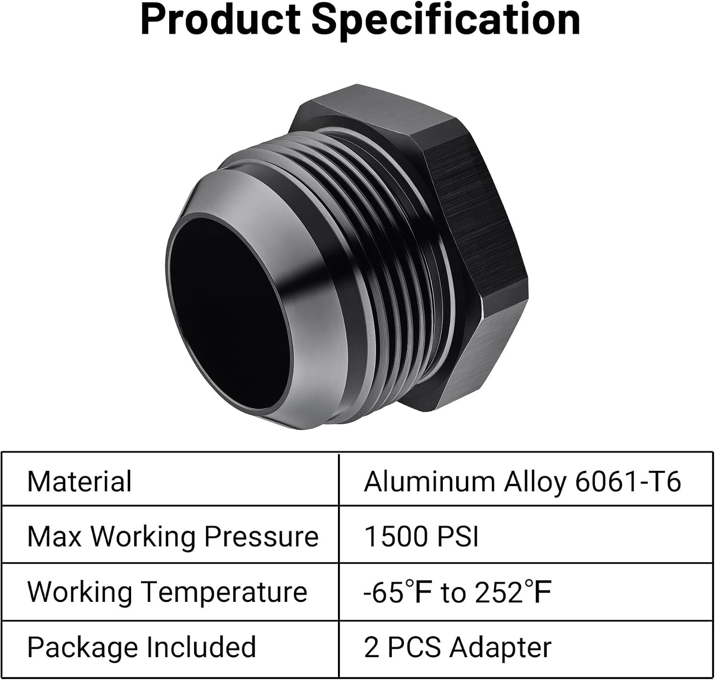 Adaptador tapón 20AN aluminio negro hexagonal set 2