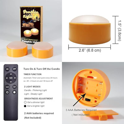 4 Luces LED Parpadeantes Naranjas Halloween con Control Remoto