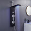 Panel ducha retrofit LED lluvia 2 chorros acero inox negro