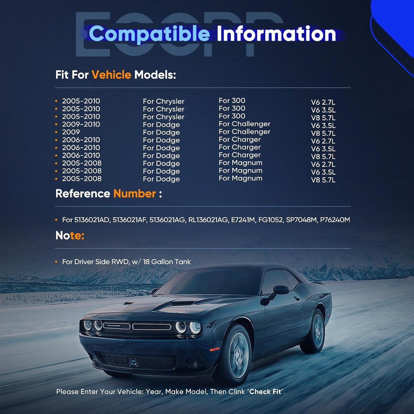 Modulo bomba combustible eléctrica Dodge Chrysler 05-10