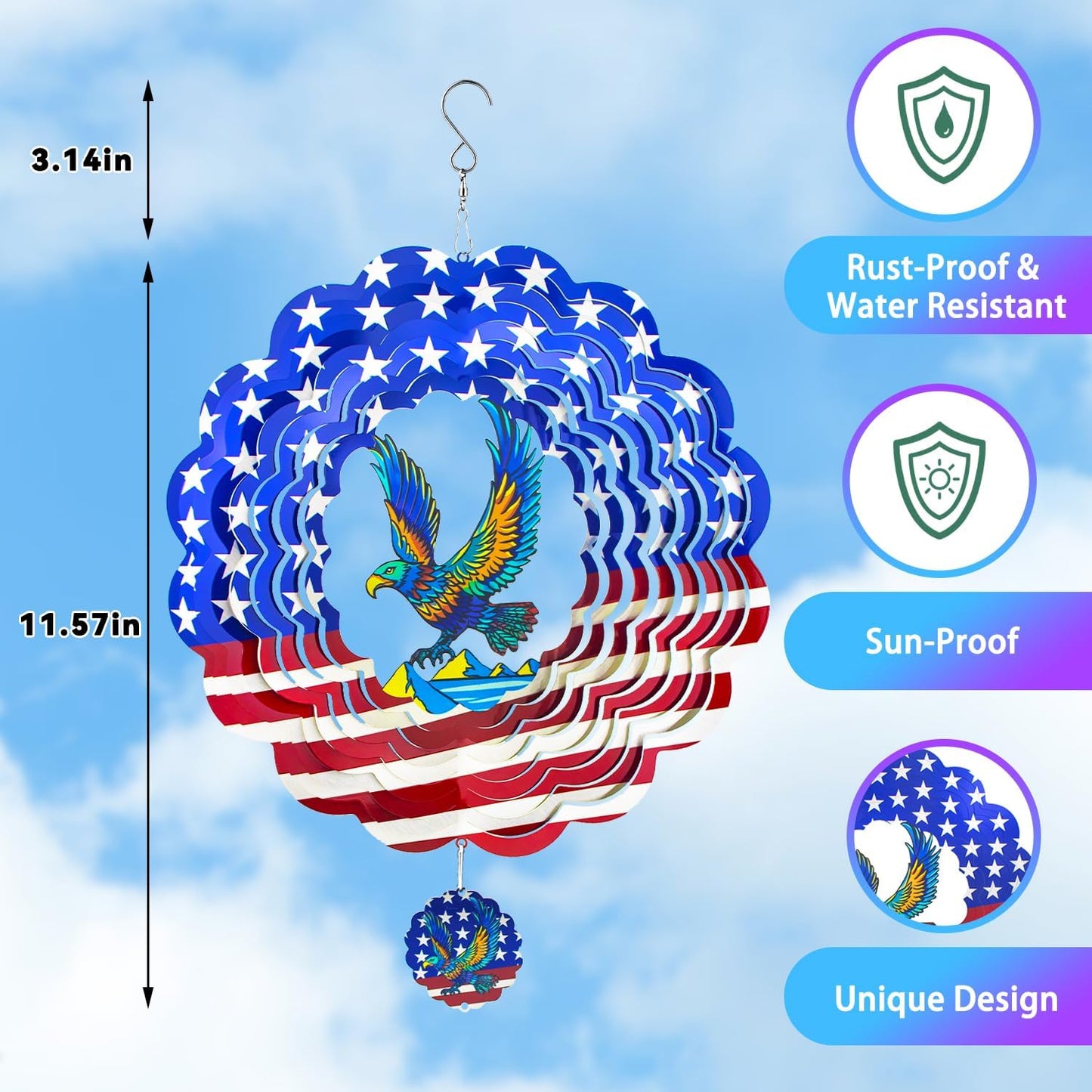 Hilandero viento águila americana acero inox 12" exterior