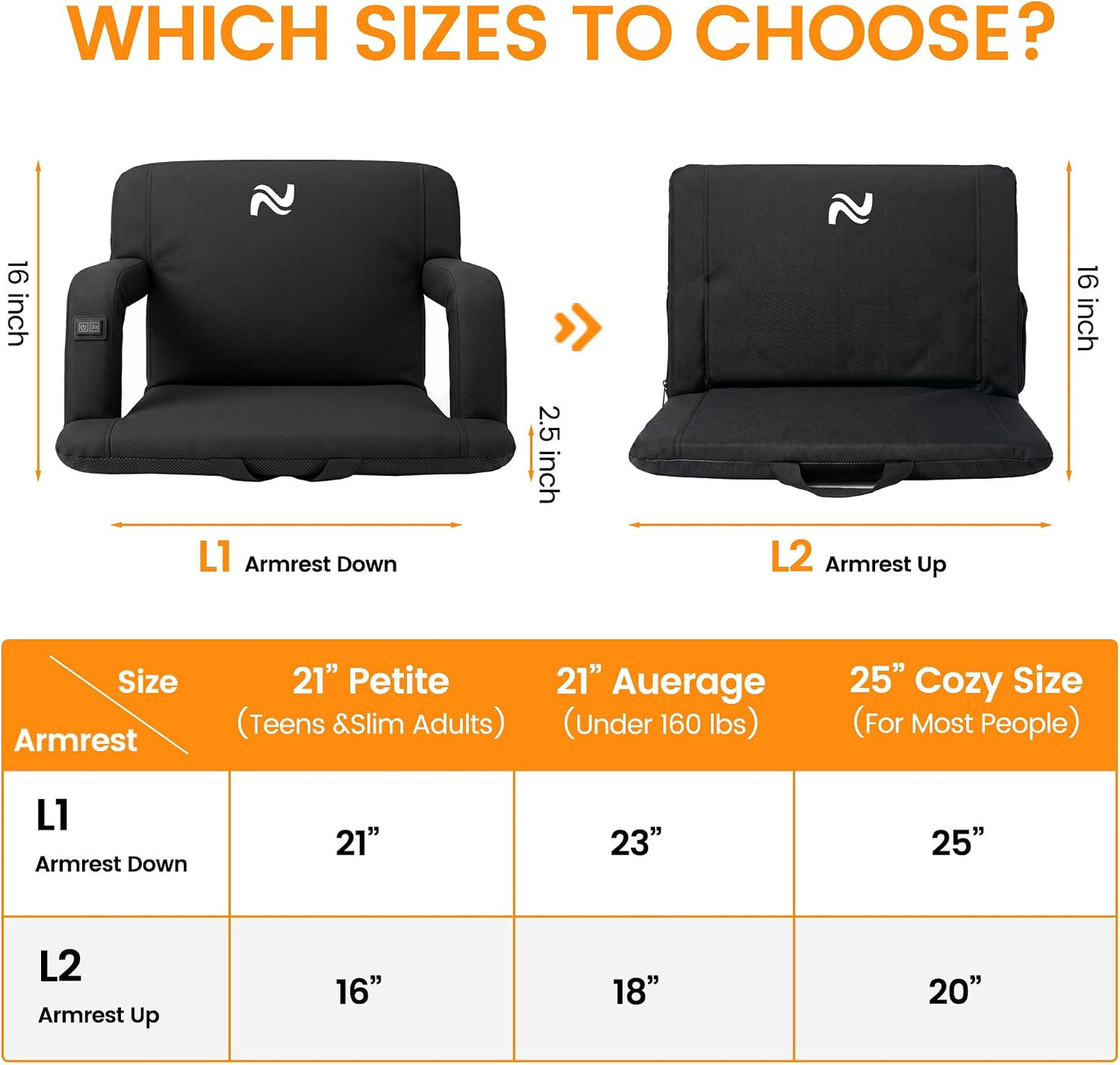 Asiento estadio con calefacción 6 posiciones reclinables