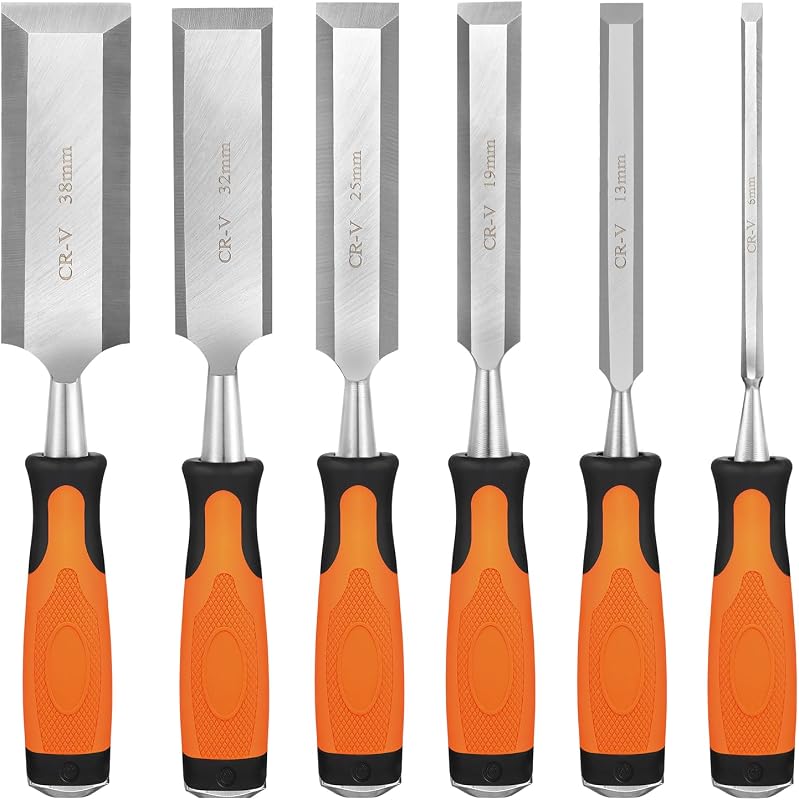 6 Cinceles Madera Acero Carbono Mango Alto Impacto