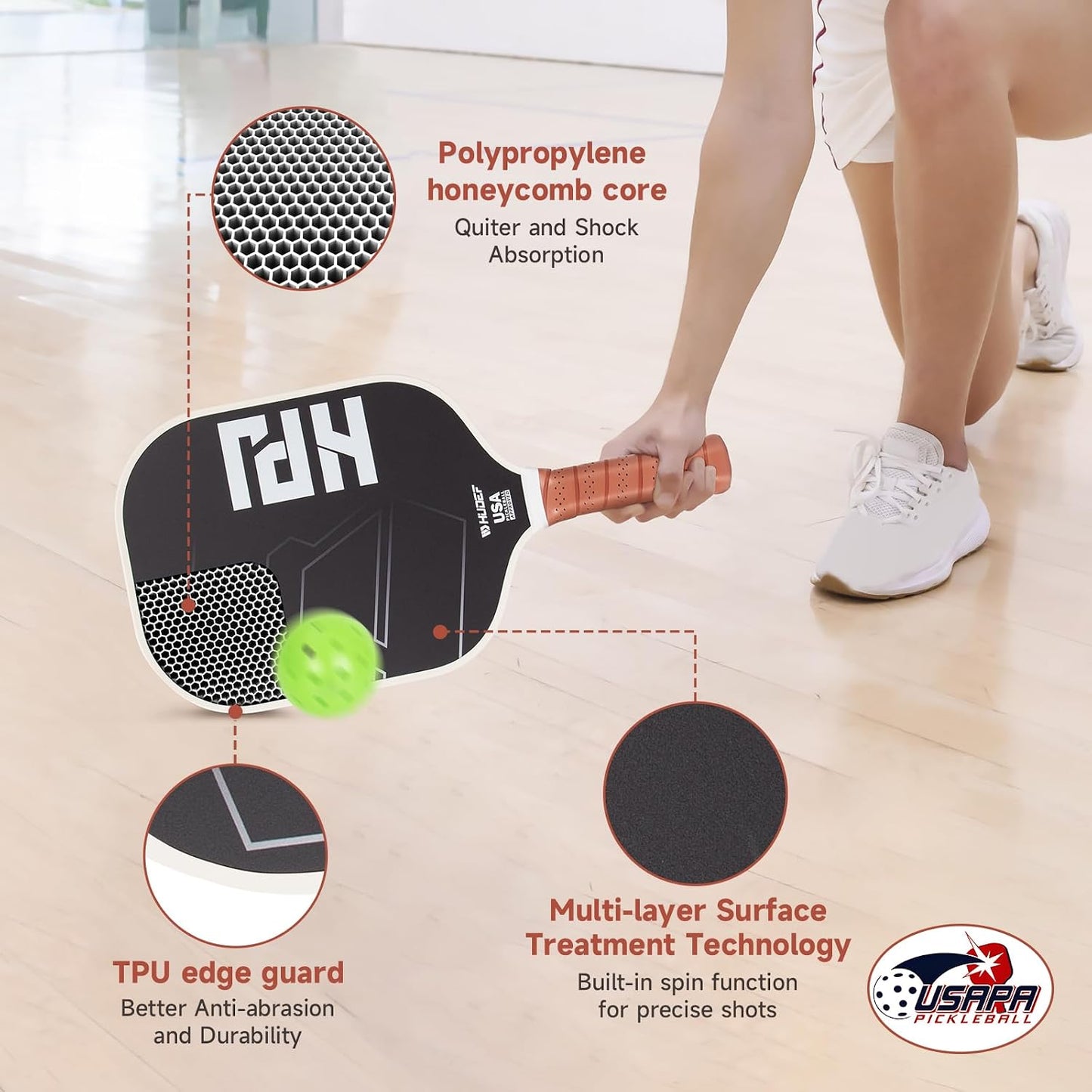 Set 4 Pelotas Pickleball Núcleo Grafito Fibra Vidrio