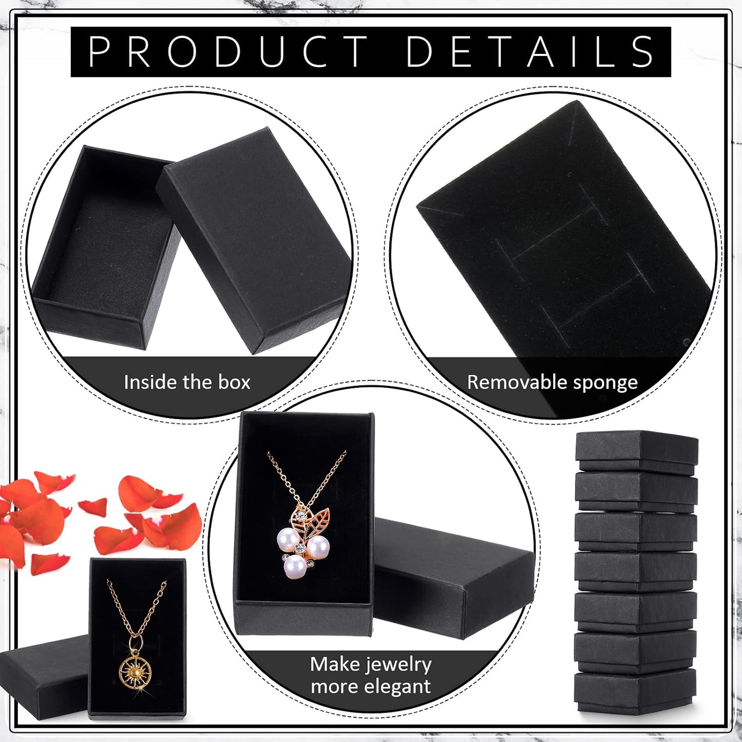 36 Pzas Cajas Regalo Joyería Cartón 3.2x2" Negro