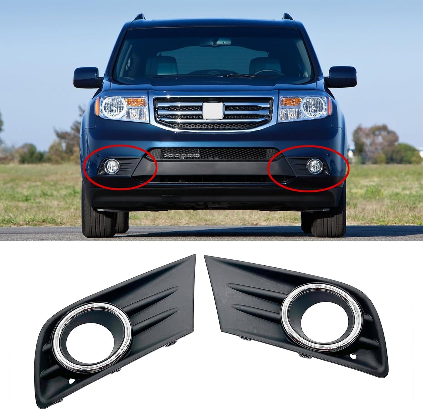 Cubierta luz antiniebla Honda Pilot 12-15 parachoques negro