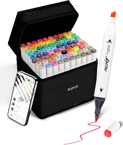Set 80 marcadores alcohol doble punta para adultos